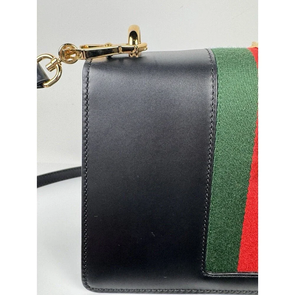 Gucci Sylvie Web Black Leather Shoulder Bag with dust bag & COA authenticated - Picture 8 of 16